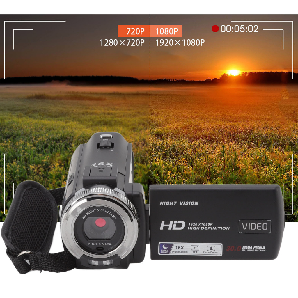 Có thể bán buôn Máy quay video Màn hình LCD màu 3 inch kỹ thuật số 30MP Zoom 16X để chụp ảnh Quay 100‑240V Washington057 Hàng giao ngay