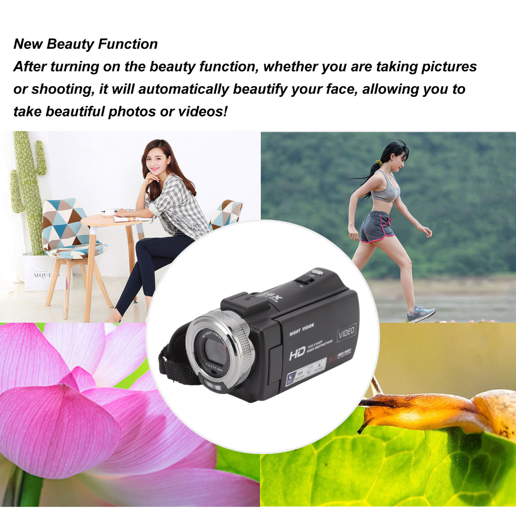 Có thể bán buôn Máy quay video Màn hình LCD màu 3 inch kỹ thuật số 30MP Zoom 16X để chụp ảnh Quay 100‑240V Washington057 Hàng giao ngay