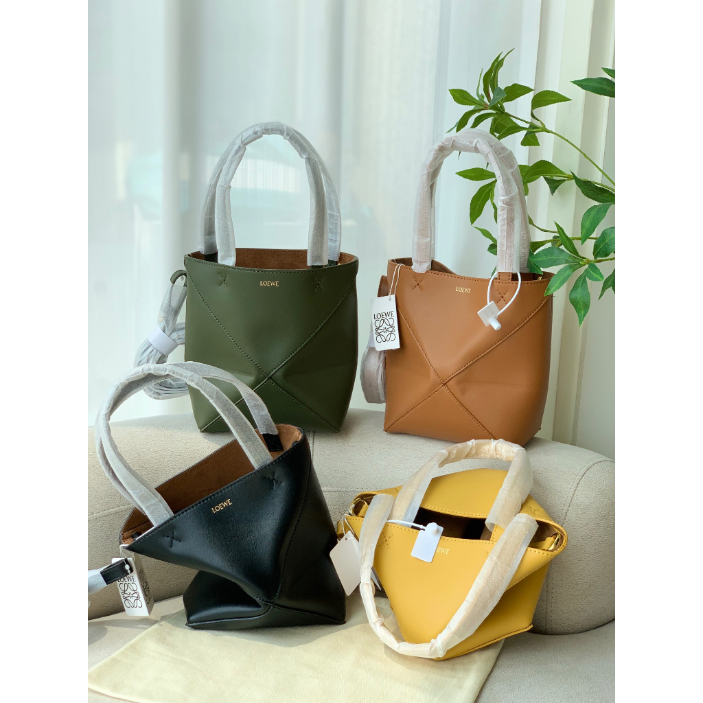 Lo * we Túi Xách tote Da Bò Nhỏ Nhắn Lấp Lánh 4 Màu Tùy Chọn