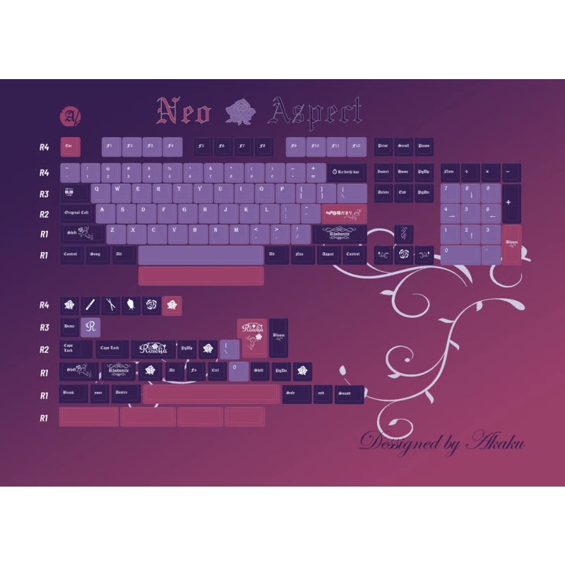 Roselia Keycaps, 140 Phím Keycaps PBT Cherry Profile DYE-SUB Cá Tính Keycaps GMK Cho Bàn Phím Cơ