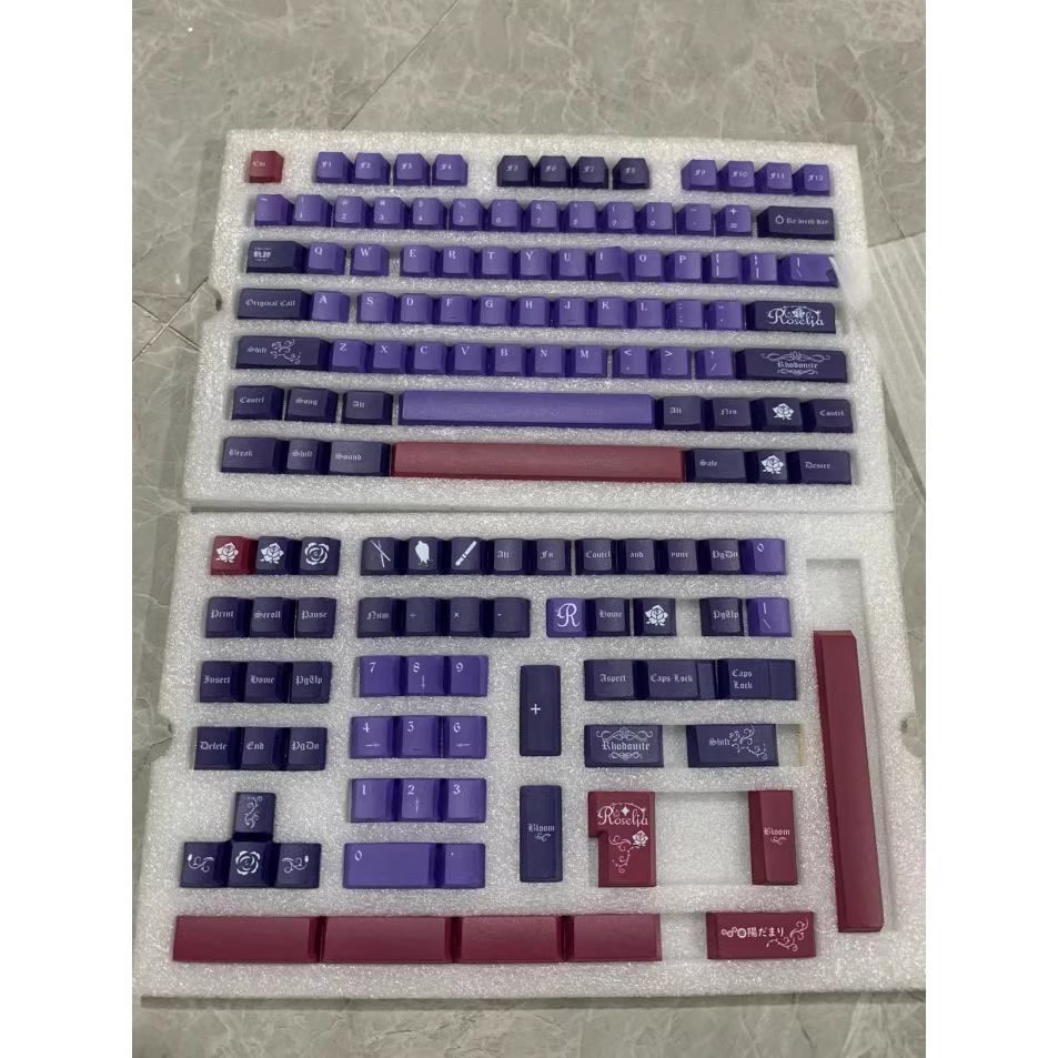 Roselia Keycaps, 140 Phím Keycaps PBT Cherry Profile DYE-SUB Cá Tính Keycaps GMK Cho Bàn Phím Cơ
