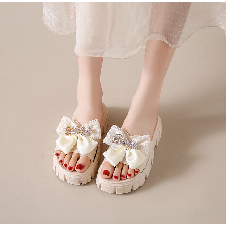 Dép Lê 4CM nơ nhẹ chống trượt hình nơ dễ thương thời trang 2023