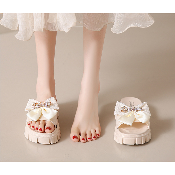 Dép Lê 4CM nơ nhẹ chống trượt hình nơ dễ thương thời trang 2023
