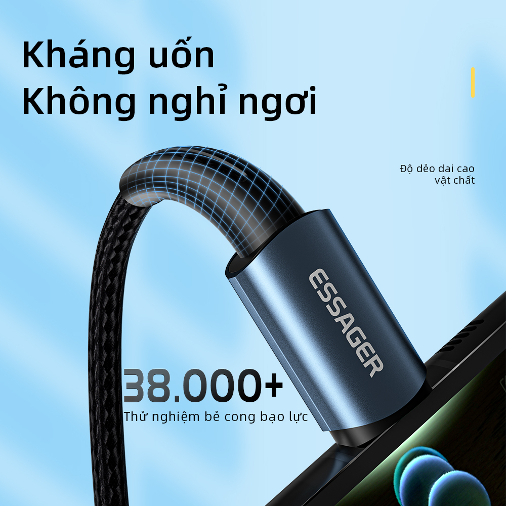 Cáp sạc nhanh Essager type C 100W cho Oppo Vivo Samsung S22 S21 Ultra Xiaomi Mi 12