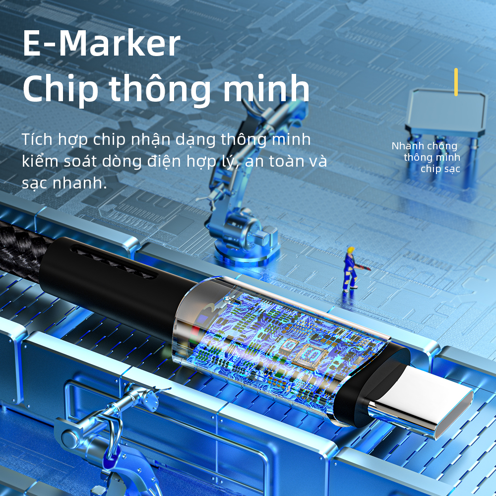 Cáp sạc nhanh Essager type C 100W cho Oppo Vivo Samsung S22 S21 Ultra Xiaomi Mi 12