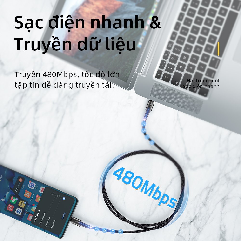 Cáp sạc nhanh Essager type C 100W cho Oppo Vivo Samsung S22 S21 Ultra Xiaomi Mi 12