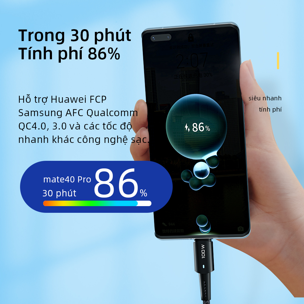 Cáp sạc nhanh Essager type C 100W cho Oppo Vivo Samsung S22 S21 Ultra Xiaomi Mi 12