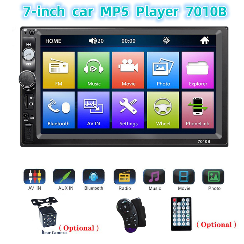 Màn hình lớn 7 Inch Máy nghe nhạc MP5 Thẻ USB Đài phát thanh ô tô MP3 Bluetooth rảnh tay Đảo chiều 7