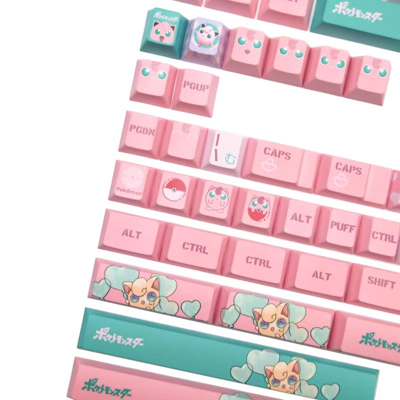 Keycaps Pokémon-Fat Đinh, 140 Phím Keycaps PBT Cherry Profile DYE-SUB Keycaps GMK được cá nhân hóa cho bàn phím cơ