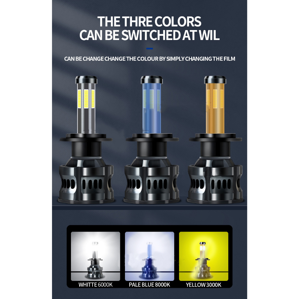 Set 2 Đèn Pha 8 Mặt h7 led h4 h11 h9 h8 9005 hb3 9006 hb4 6000k 50w 360 Độ 12v Chuyên Dụng Cho Xe Hơi