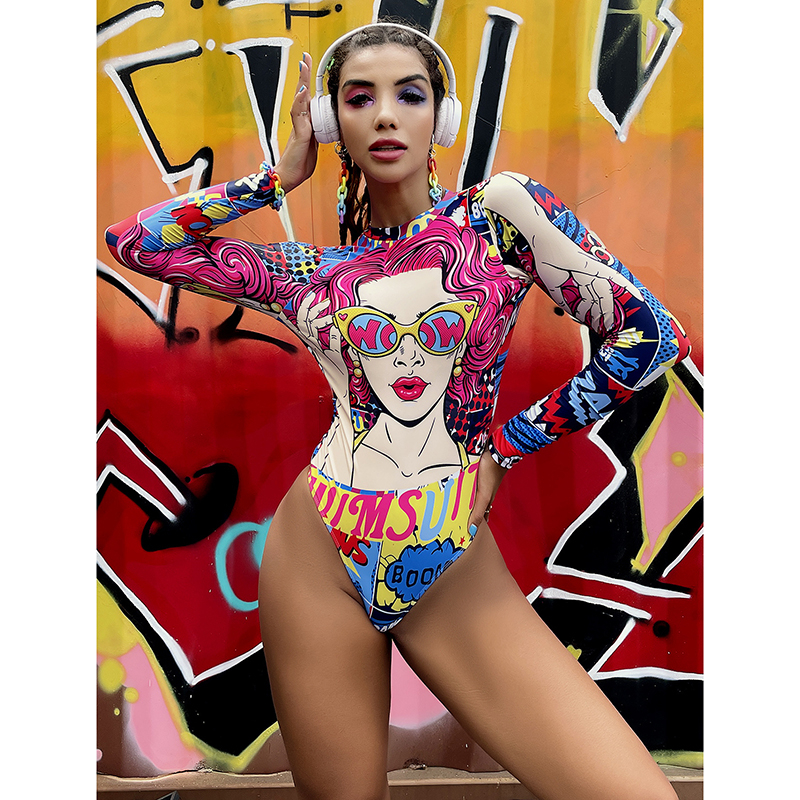 Bộ Đồ Bơi Tay Dài In Hoạt Hình Bảo Vệ Kín Đáo Thời Trang Năm 2023 862