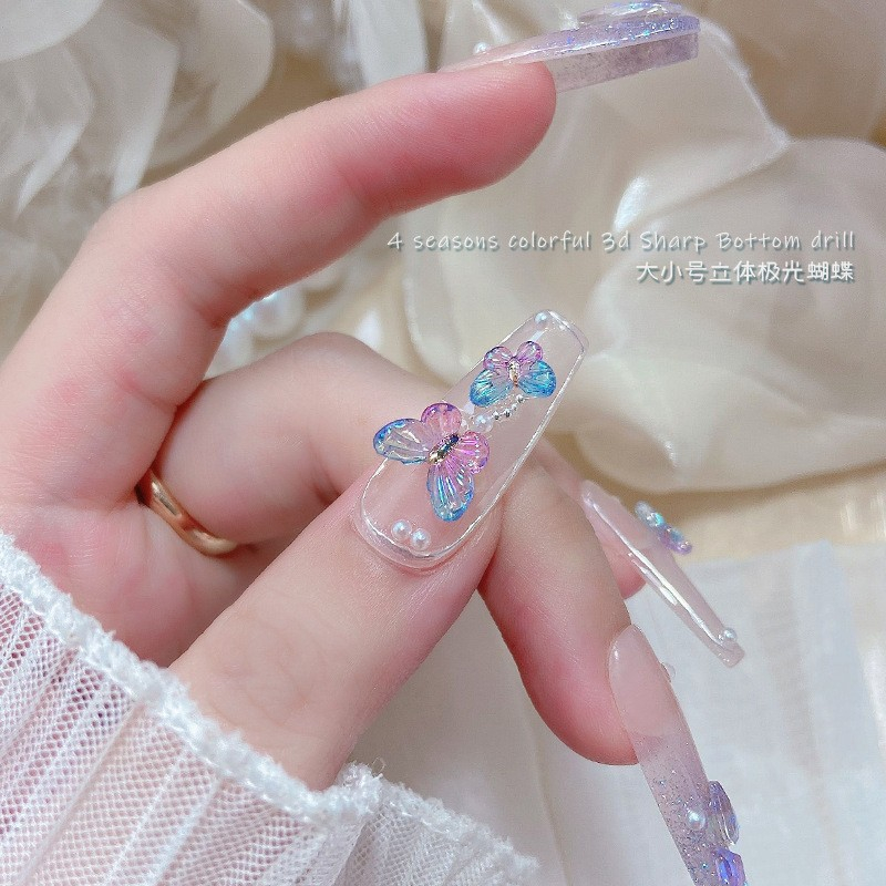 Bộ 50 phụ kiện trang trí móng tay ROU BAO 3D nhiều màu sắc dễ thương