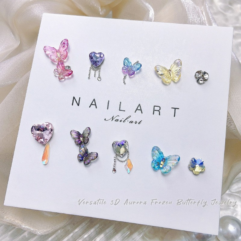 Bộ 50 phụ kiện trang trí móng tay ROU BAO 3D nhiều màu sắc dễ thương