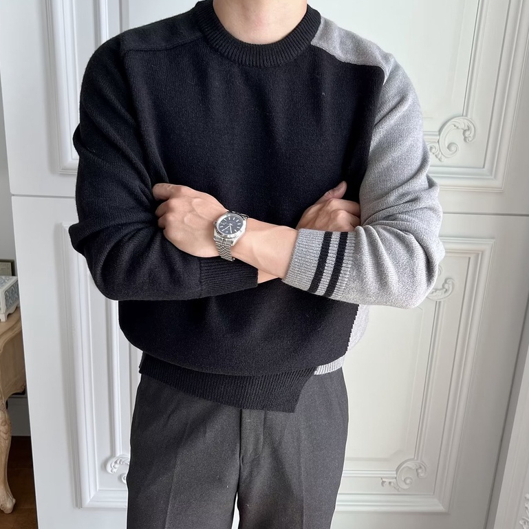 Áo Len Tay Dài Nam Đánh Vần Màu Dáng Rộng Thời Trang Thu đông Cho Nam Áo Sweater Nam Cổ Tròn Kiểu Dáng Hàn Quốc Vải Len Sợi Dày Dặn