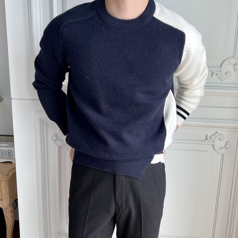 Áo Len Tay Dài Nam Đánh Vần Màu Dáng Rộng Thời Trang Thu đông Cho Nam Áo Sweater Nam Cổ Tròn Kiểu Dáng Hàn Quốc Vải Len Sợi Dày Dặn