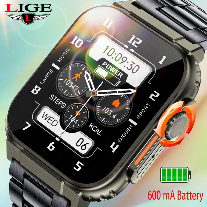 Đồng hồ thông minh nam LIGE 600mah cuộc gọi bluetooth Màn hình cảm ứng đầy đủ không thấm nước