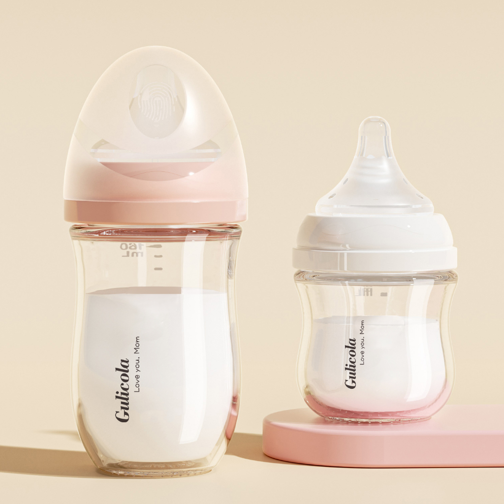 Gulicola bình sữa thuỷ tinh  80ml/160ml cho bé từ 0 tháng bình sữa cổ rộng Cao Cấp