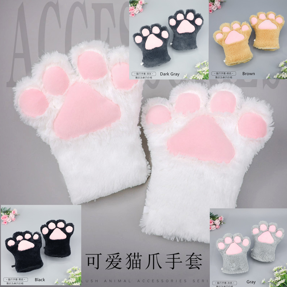 Găng Tay Bông Hình Bàn Chân Mèo Dễ Thương Phong Cách Nhật Bản Màu Trắng Hồng Xám Dành Cho Biểu Diễn Hóa Trang