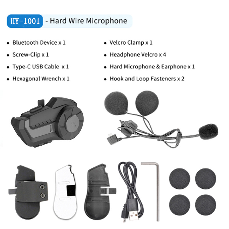 Bộ Tai Nghe Nón Bảo Hiểm 2 Tai Nghe bluetooth 5.0 Kèm Mic hy-1001 800m