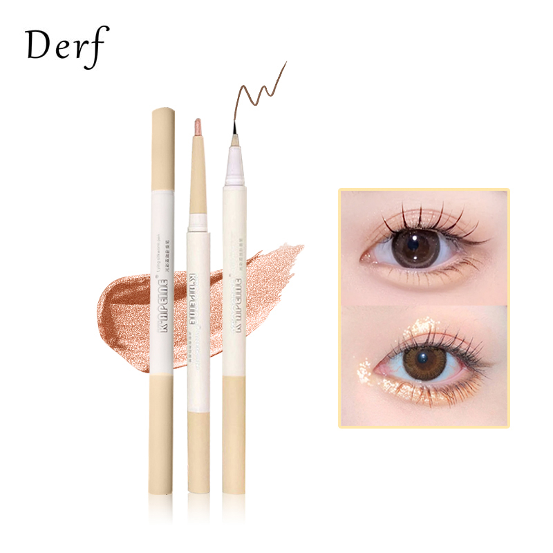 Derf Bút kẻ mắt hai đầu nhanh khô không thấm nước bút kẻ mắt siêu nhiên chống nhòe