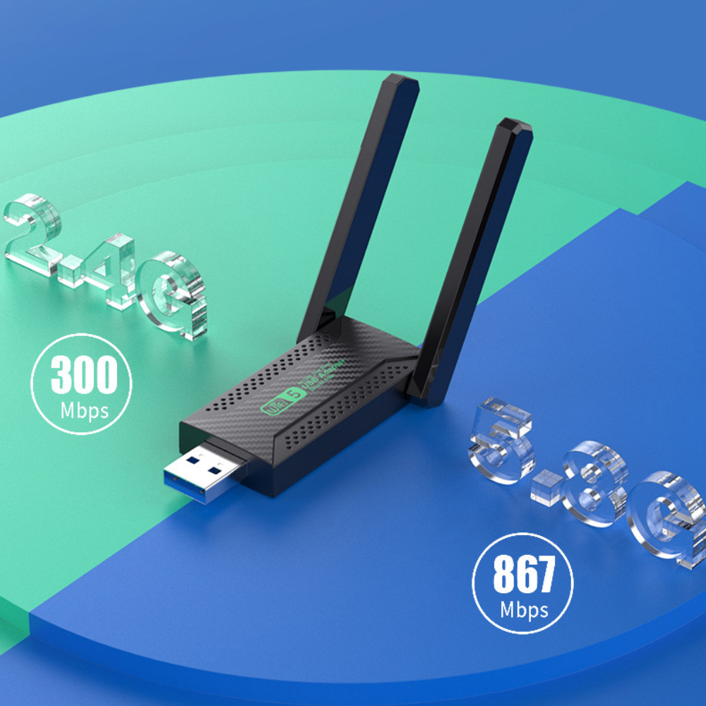 Thẻ Mạng Không Dây usb 3.0 wifi 2.4g 5ghz 1200mbps Có Ăng Ten Cho Máy Tính