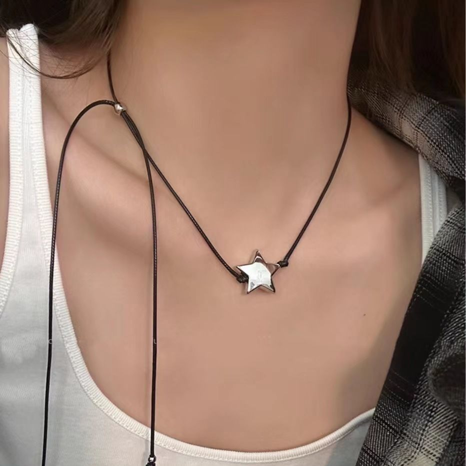 Vòng cổ Hình Ngôi Sao Màu Đen Có Thể Điều Chỉnh Thời Trang Dành Cho Nữ