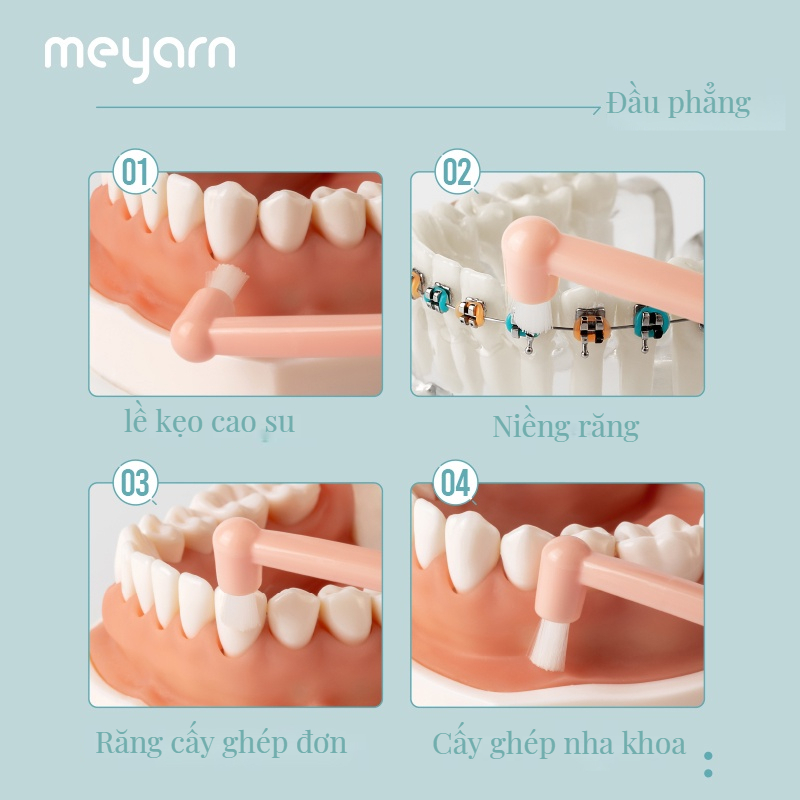 MEYARN Bàn chải kẽ răng Chỉnh nha Lông siêu mịn Tay cầm công thái học