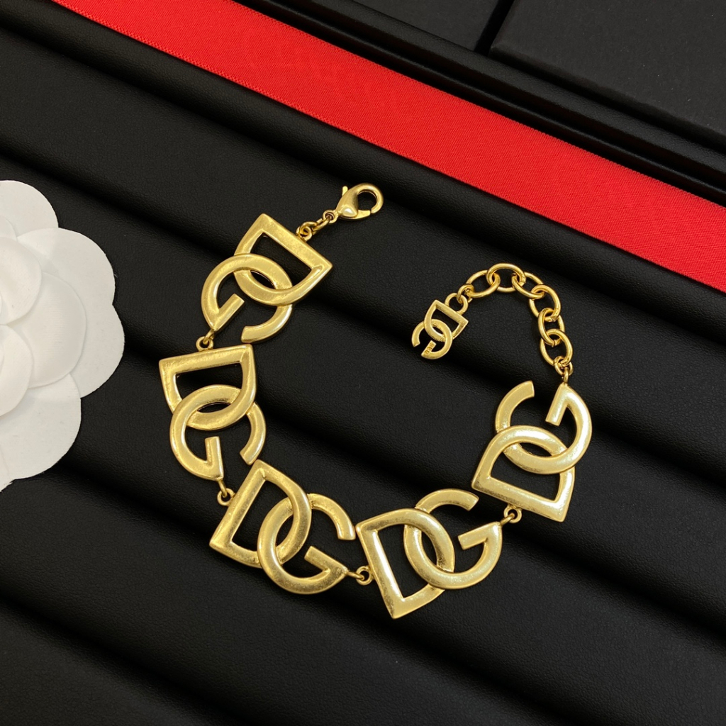 Set Vòng cổ / Vòng Tay / Khuyên Tai Họa Tiết Chữ dg Thời Trang 2023