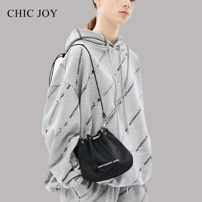 CHIC JOY Túi Đeo Chéo Dây Rút Chất Liệu Nylon Phong Cách Retro Thời Trang Cho Nữ