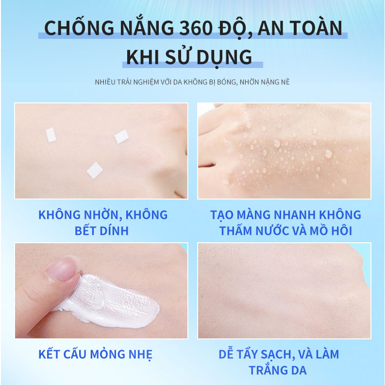 DELEVENTH Kem chống nắng vật lý SPF 50+ PA+++tươi mát và thoáng khí làm trắng da 50g