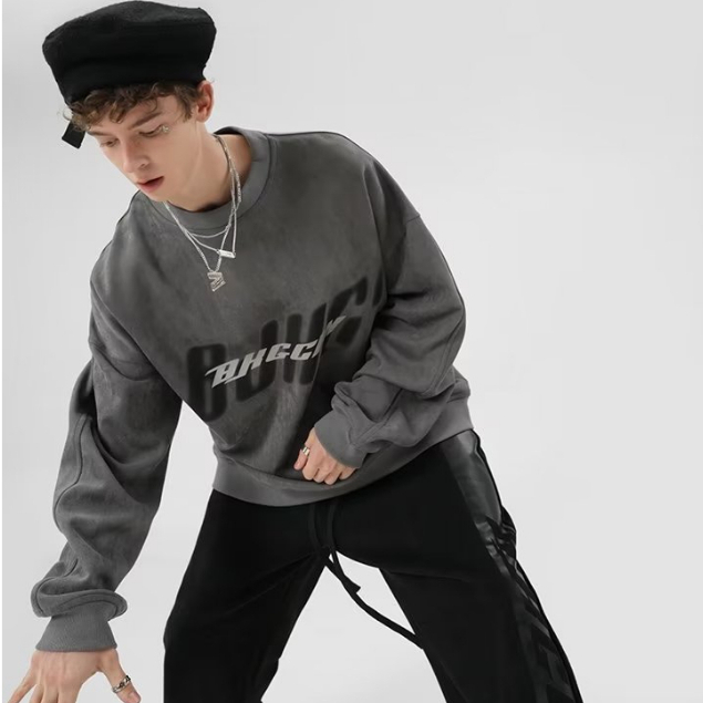 Áo hoodie nam Tay Dài In Chữ hoodie nam Thời Trang vintage áo hoodie nữ Màu Trơn phong cách Hàn Quốc