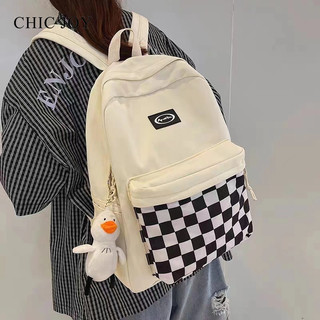 Chic joy one ba lô học sinh ca rô ca rô thời trang hàn quốc