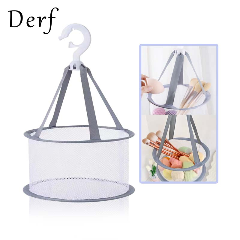 Giỏ lưới phơi đồ trang điểm Derf đa năng chống rơi vỡ kèm móc treo