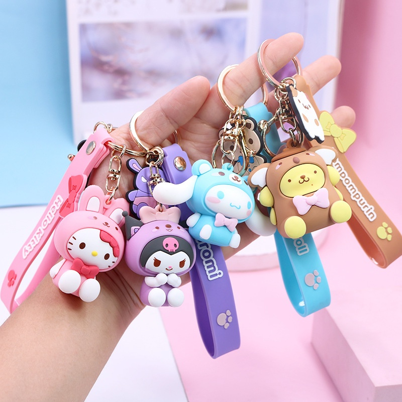 SANRIO Móc Khóa Hello Kitty Kuromi Mikyo Dễ Thương Móc Khóa Xe Máy Cao Cấp, Móc Khóa Phụ Kiện Túi Xách Hình Gấu Lấp Lánh Hàn Quốc đủ màu sắc hot trend Tiktok