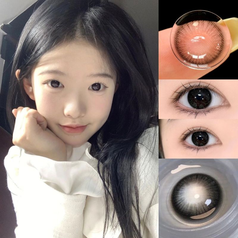 Bộ 2 Thấu Kính Màu Đen Tự Nhiên 14.2mm 0.00--8.00 Độ Phù Hợp Cho Học Sinh