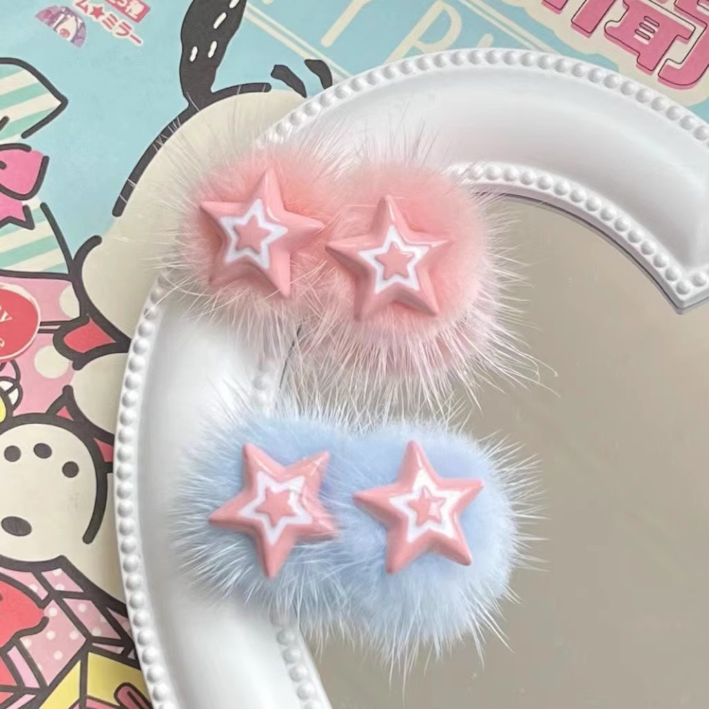 Kẹp Tóc Hình Ngôi Sao Bằng Lông Nhung Thời Trang Hàn Quốc Dành Cho Nữ y2k