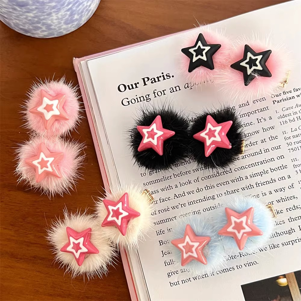 Kẹp Tóc Hình Ngôi Sao Bằng Lông Nhung Thời Trang Hàn Quốc Dành Cho Nữ y2k