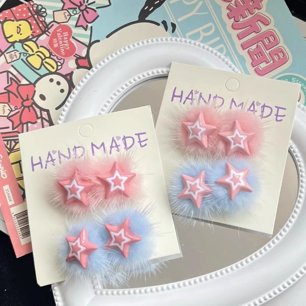 Kẹp Tóc Hình Ngôi Sao Bằng Lông Nhung Thời Trang Hàn Quốc Dành Cho Nữ y2k