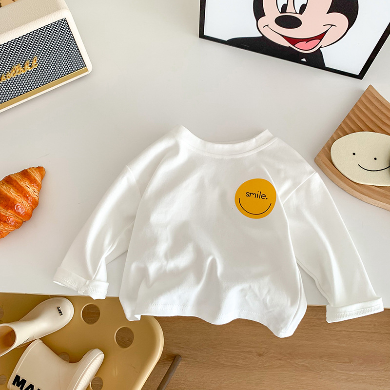 Áo thun dài tay sọc in hình thời trang dễ thương mới mùa thu