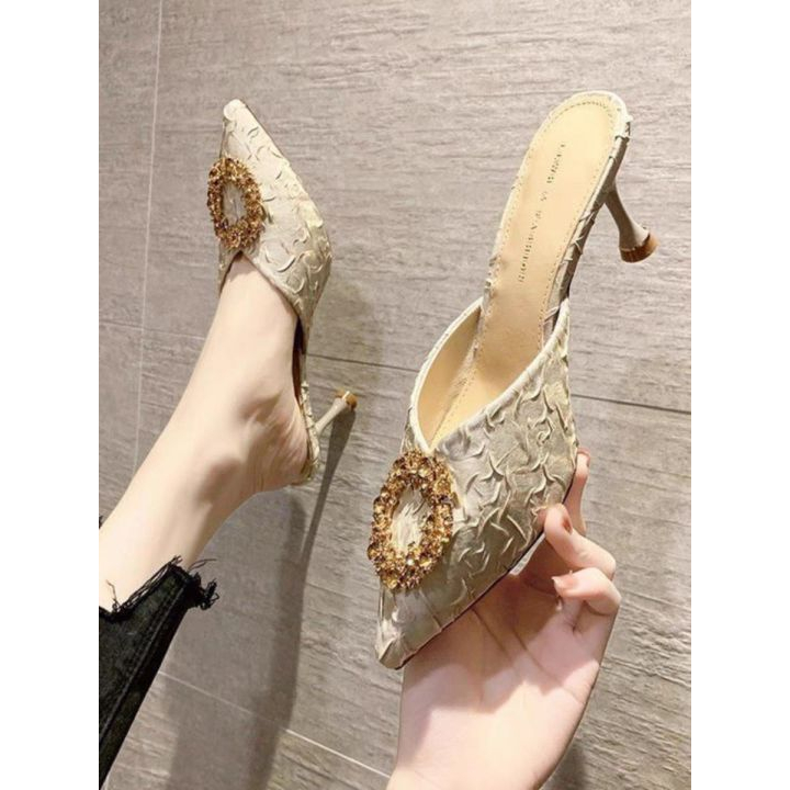 Dép Cao Gót 5-8cm Mũi Nhọn Thời Trang Dành Cho Nữ