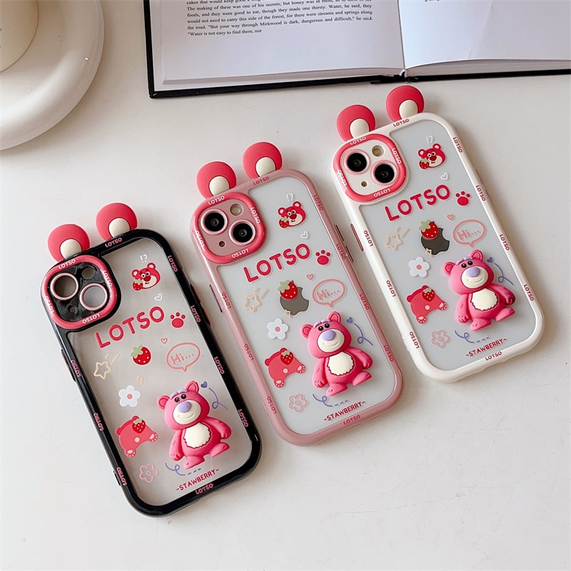 Ốp Điện Thoại Họa Tiết Chú Gấu / Dâu Tây Dễ Thương Cho iphone 14 / iphone 13 pro max / iphone 12 pro max