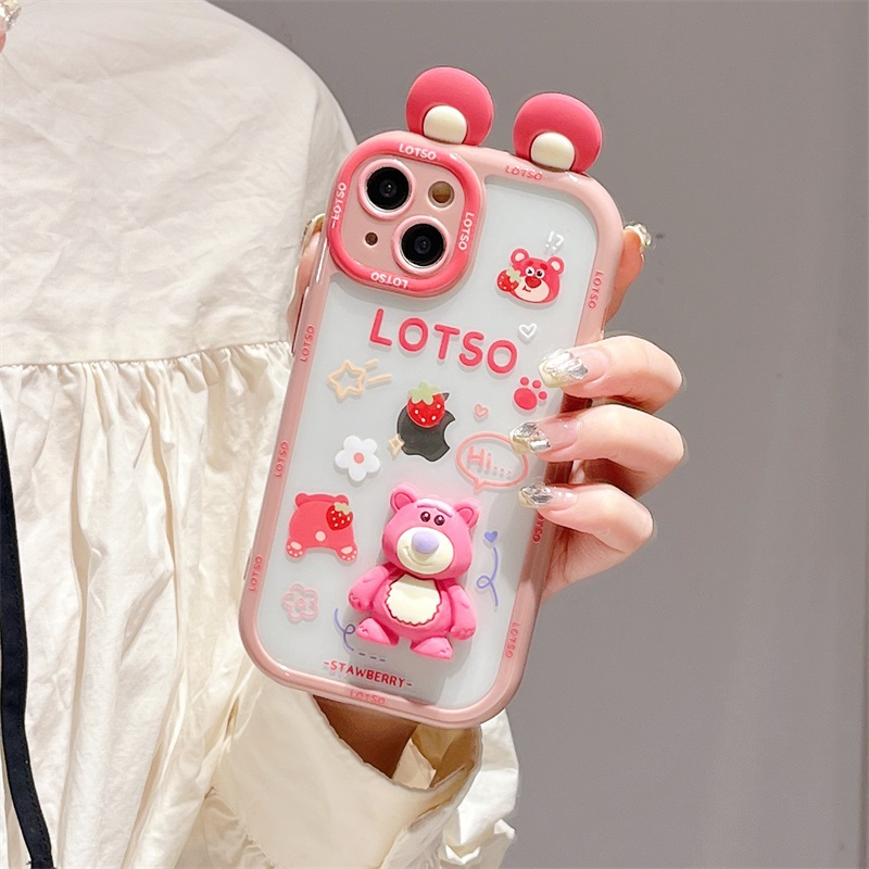Ốp Điện Thoại Họa Tiết Chú Gấu / Dâu Tây Dễ Thương Cho iphone 14 / iphone 13 pro max / iphone 12 pro max