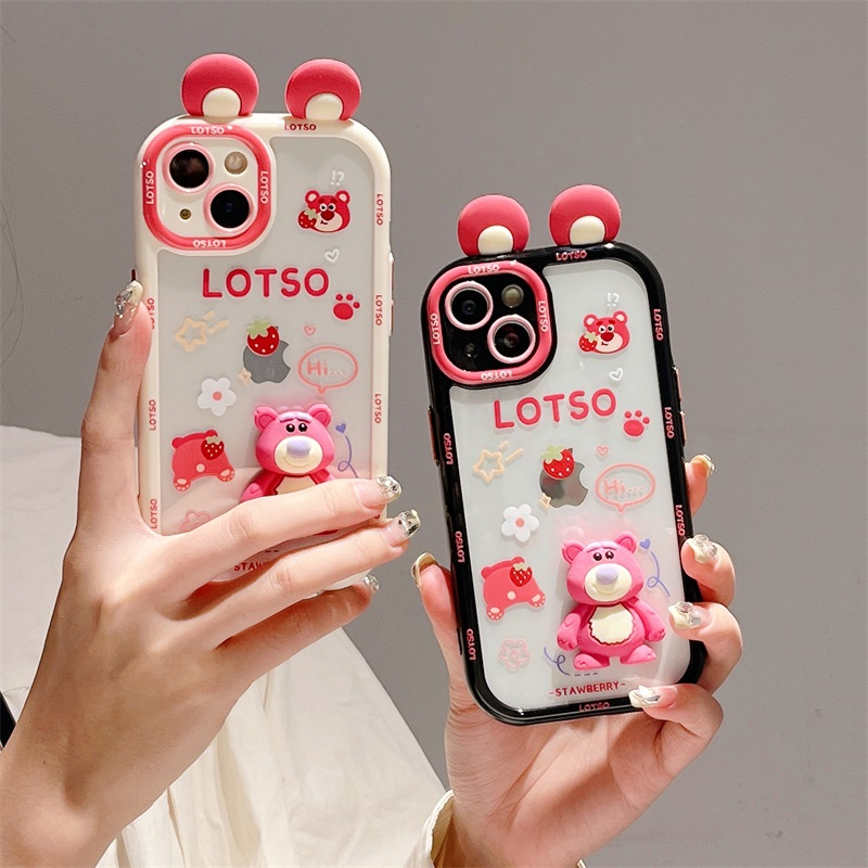 Ốp Điện Thoại Họa Tiết Chú Gấu / Dâu Tây Dễ Thương Cho iphone 14 / iphone 13 pro max / iphone 12 pro max