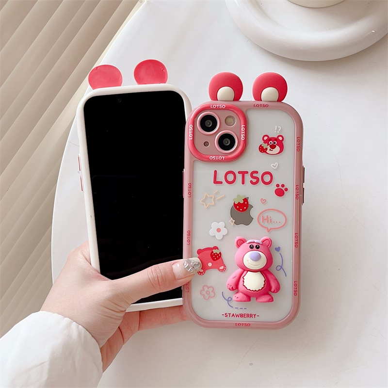 Ốp Điện Thoại Họa Tiết Chú Gấu / Dâu Tây Dễ Thương Cho iphone 14 / iphone 13 pro max / iphone 12 pro max
