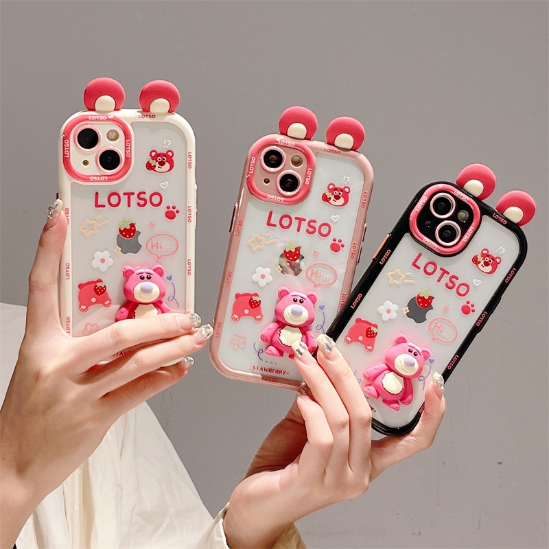 Ốp Điện Thoại Họa Tiết Chú Gấu / Dâu Tây Dễ Thương Cho iphone 14 / iphone 13 pro max / iphone 12 pro max