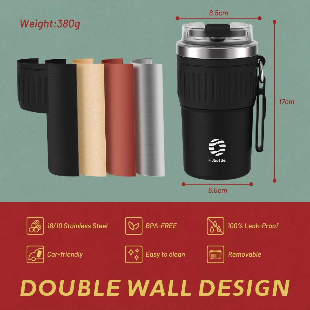 Ly cà phê FJBOTTLE Vakum 400ml bằng thép không gỉ 316 cho văn phòng