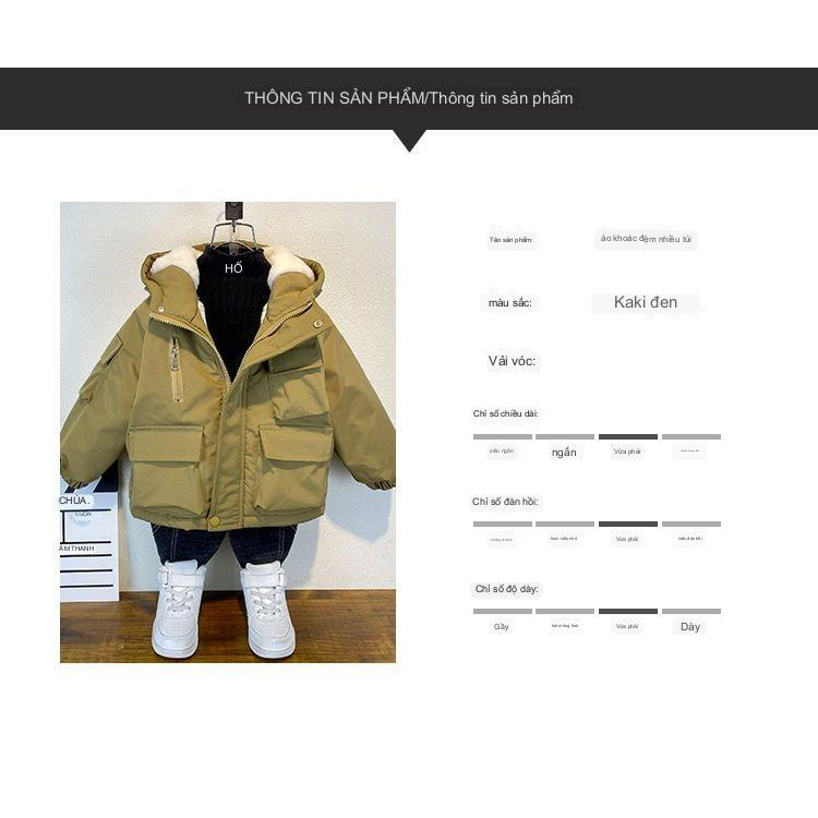 Áo Khoác cotton Đệm Dày Dặn Giữ Ấm Mùa Thu Đông Dành Cho Bé Trai áo khoác trẻ em