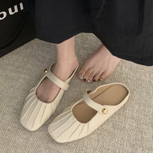 Prowow❤Dép Bít Mũi Màu Bạc Thời Trang Mùa Hè Cho Nữ
