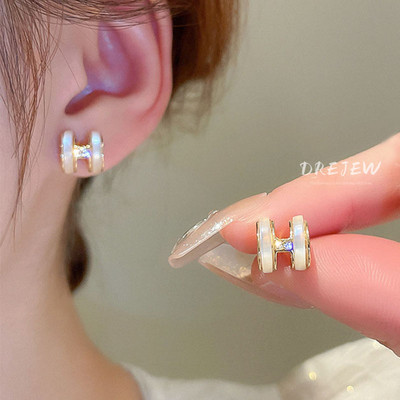DREJEW 925 bạc zircon hoa tai chữ cái hoa tai ins hàn quốc đơn giản và linh hoạt hoa tai thời trang không gây dị ứng