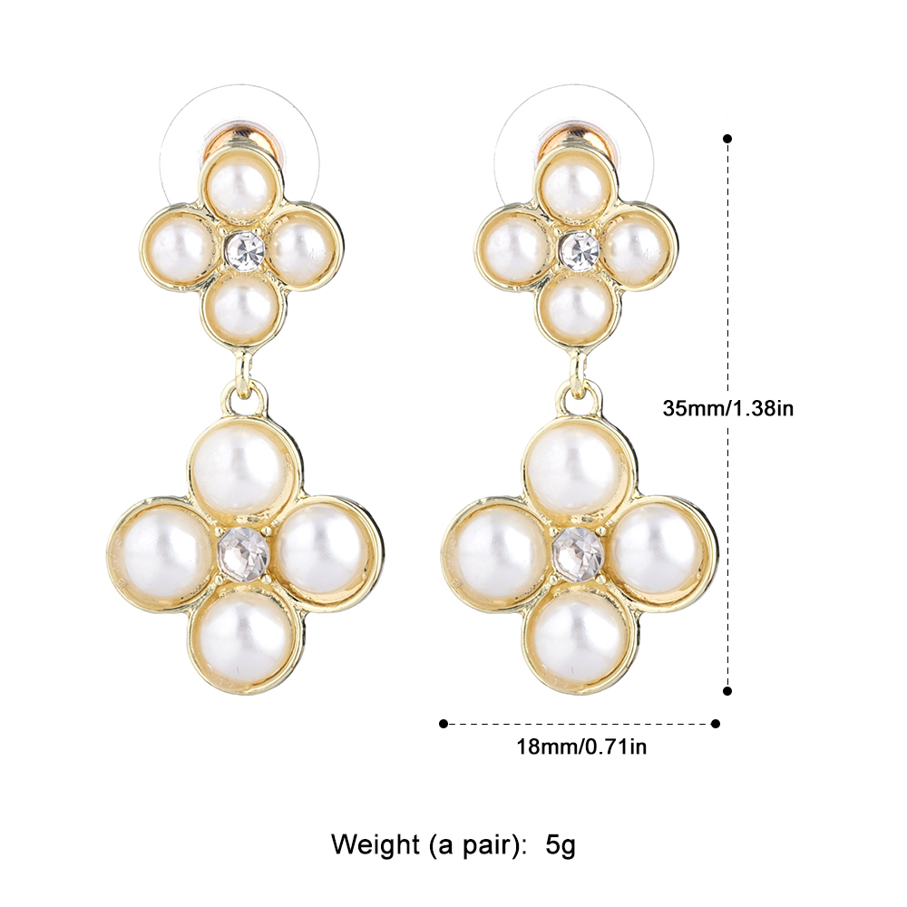 Bông Tai Mạ Bạc 925 Hình Hoa Bốn Lá Đính Ngọc Trai Phong Cách Hàn Quốc Thời Trang Cho Nữ PD1372